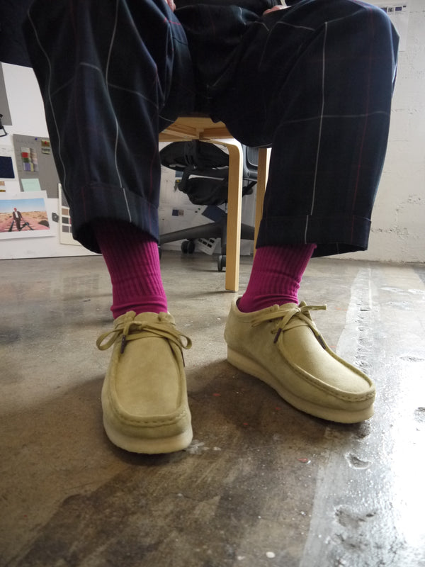 3 Tone Crew Socks - Pink/Lavender/Brown