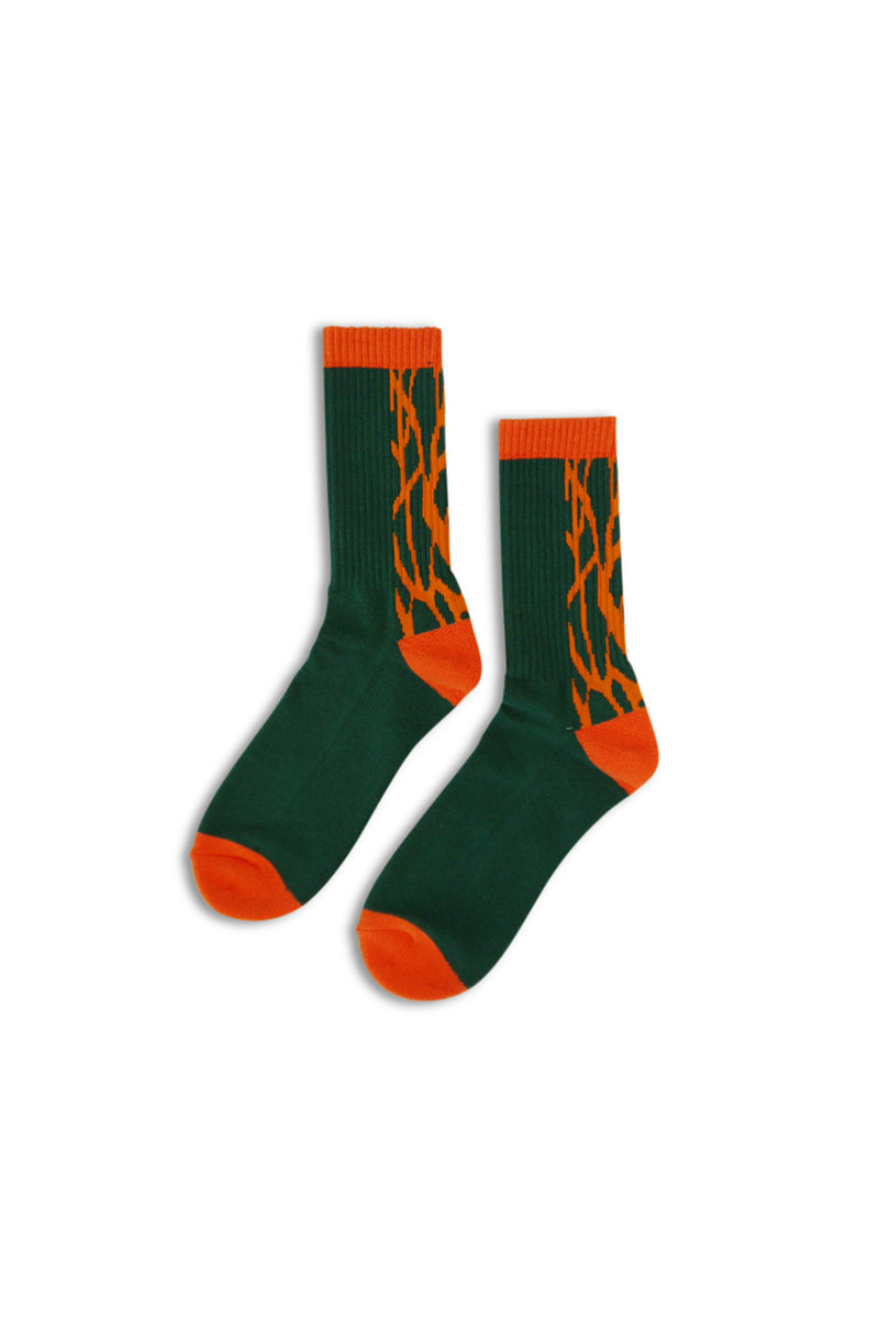 Camo Crew Socks - Green/Orange