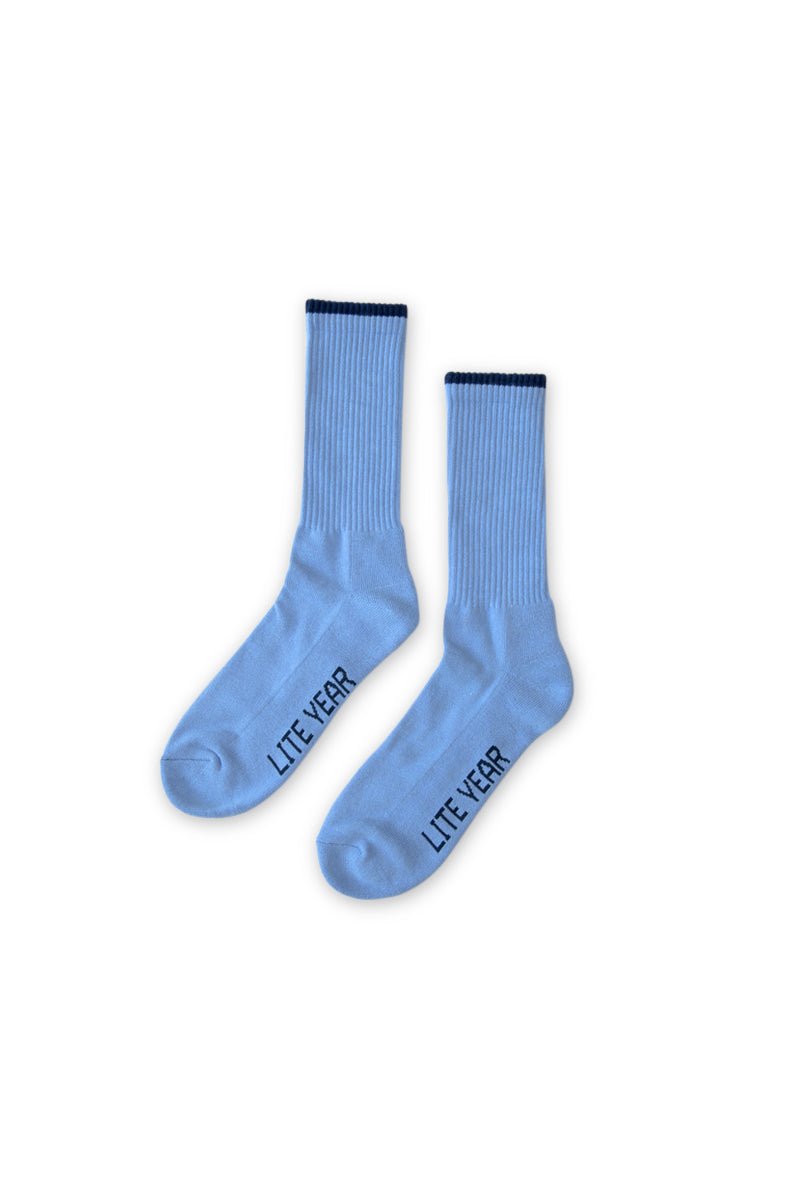 Cotton Cap Crew Socks-Blue