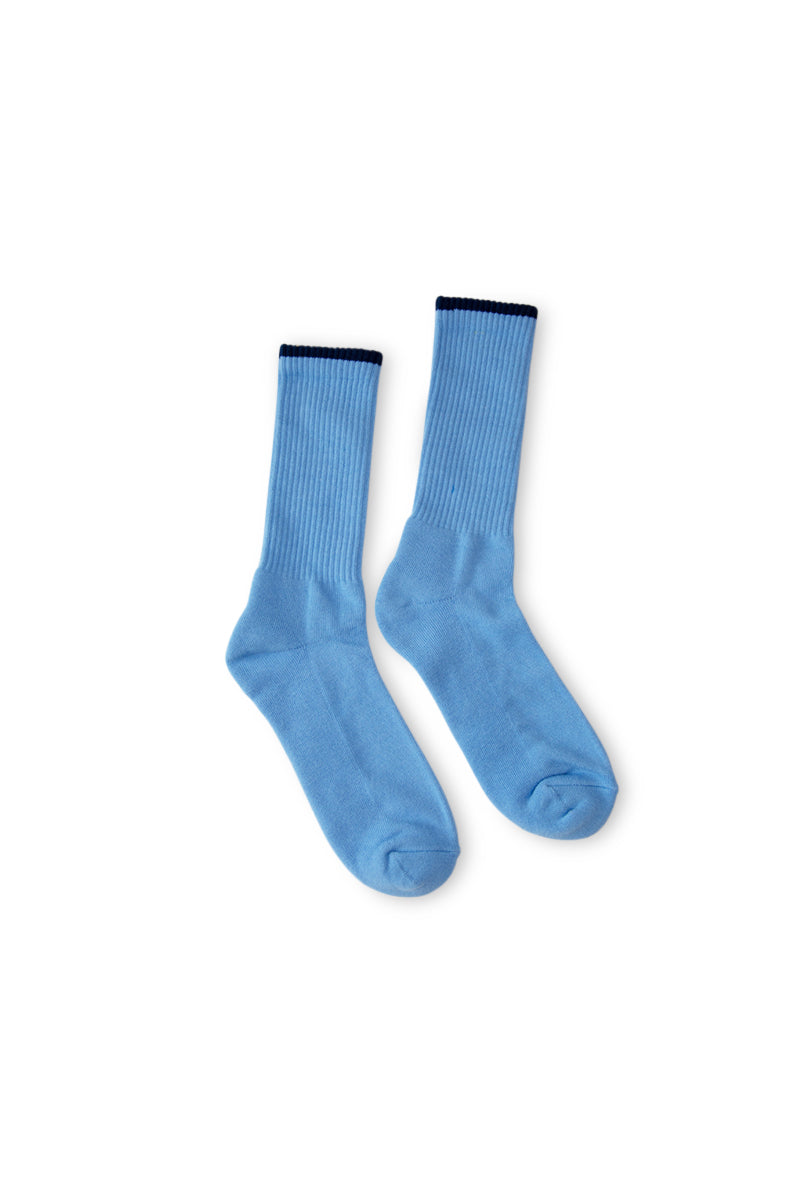Cotton Cap Crew Socks-Blue