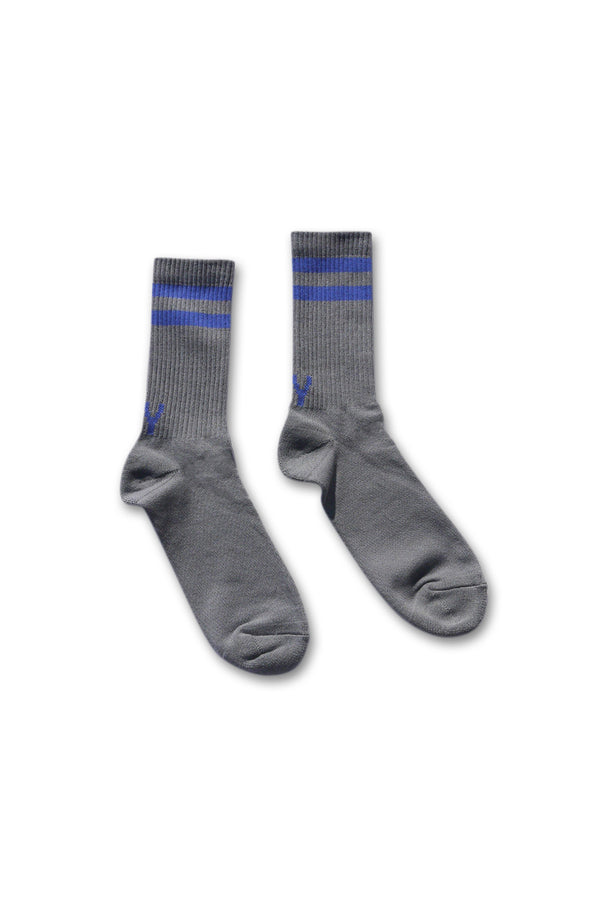 Stripe Calf Length Socks - Grey