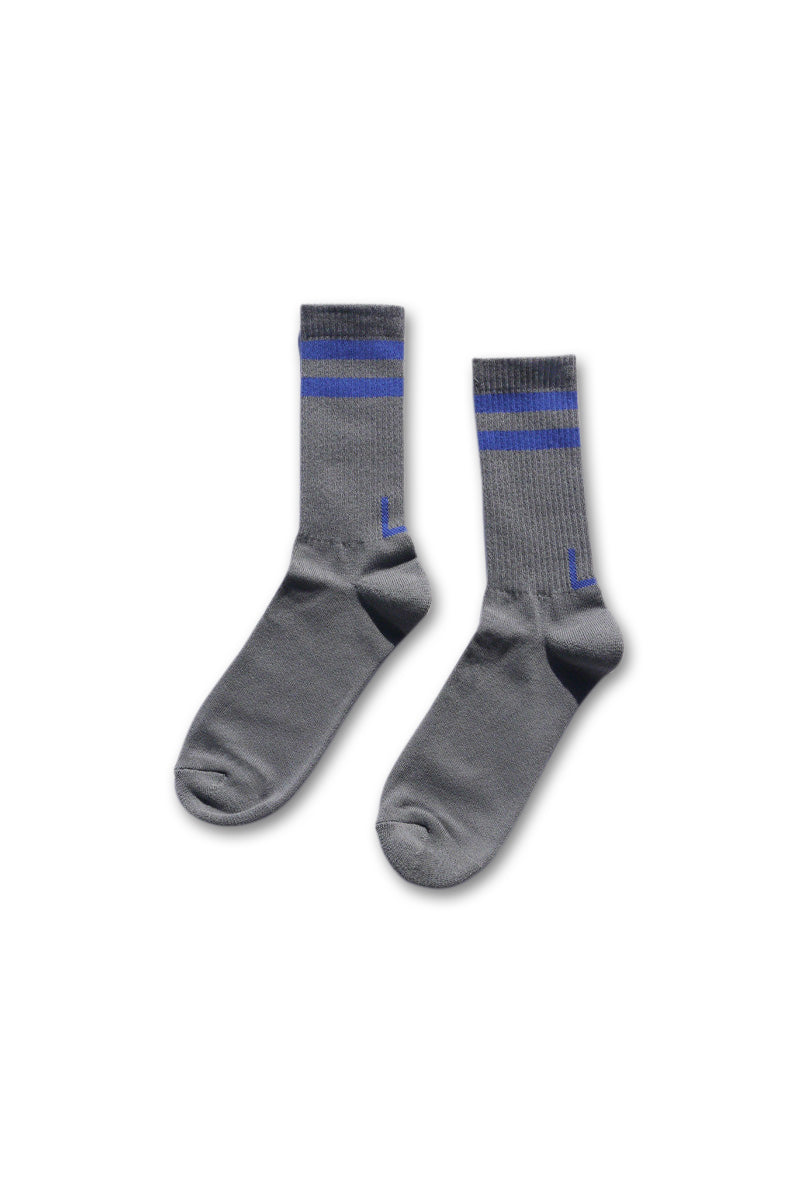 Stripe Calf Length Socks - Grey