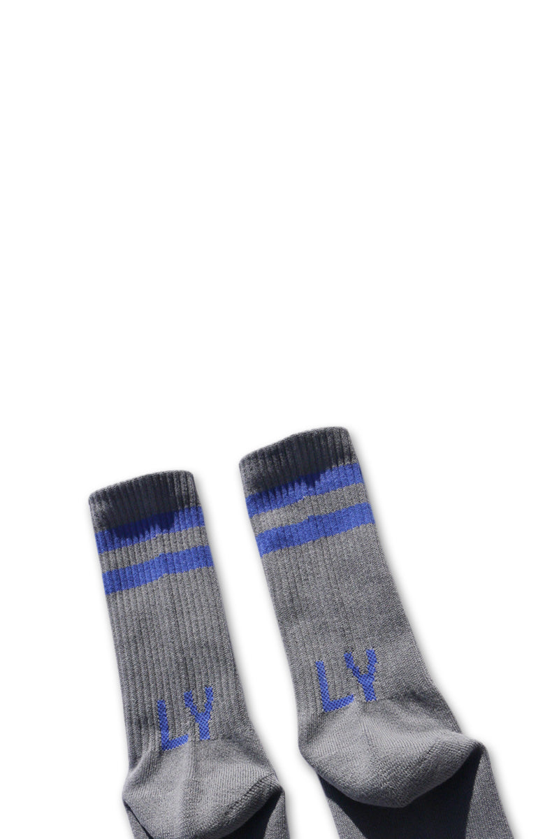 Stripe Calf Length Socks - Grey