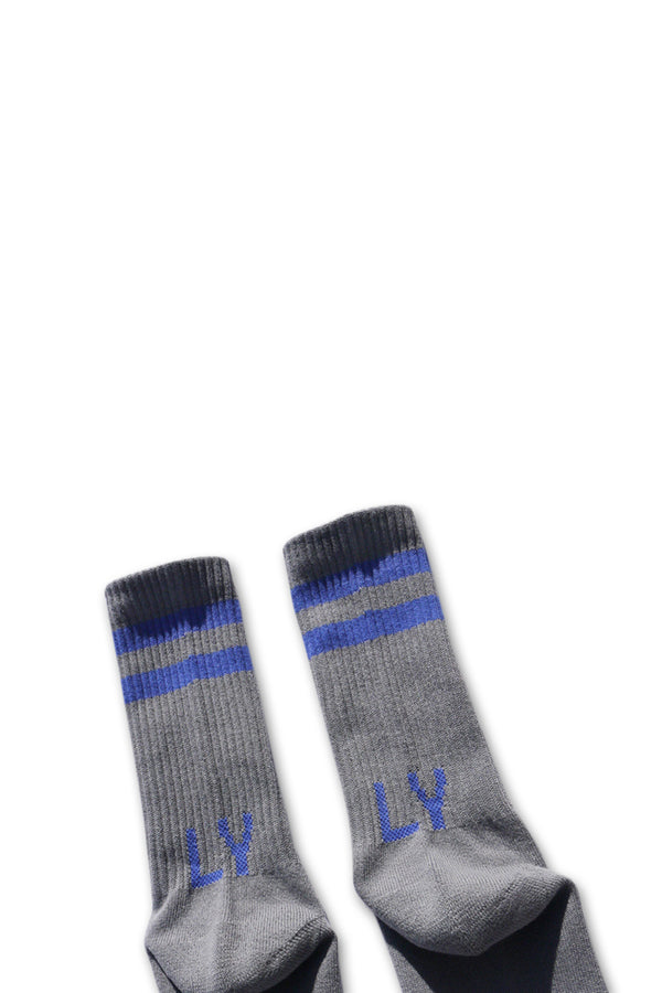 Stripe Calf Length Socks - Grey