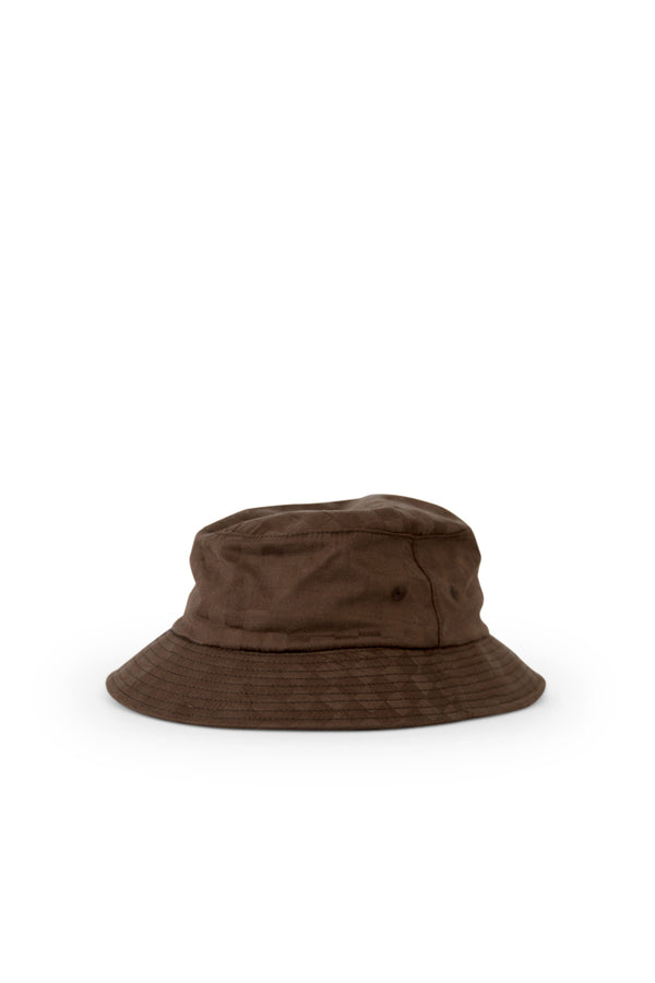 Tonal Dobby Check Bucket Hat - Brown