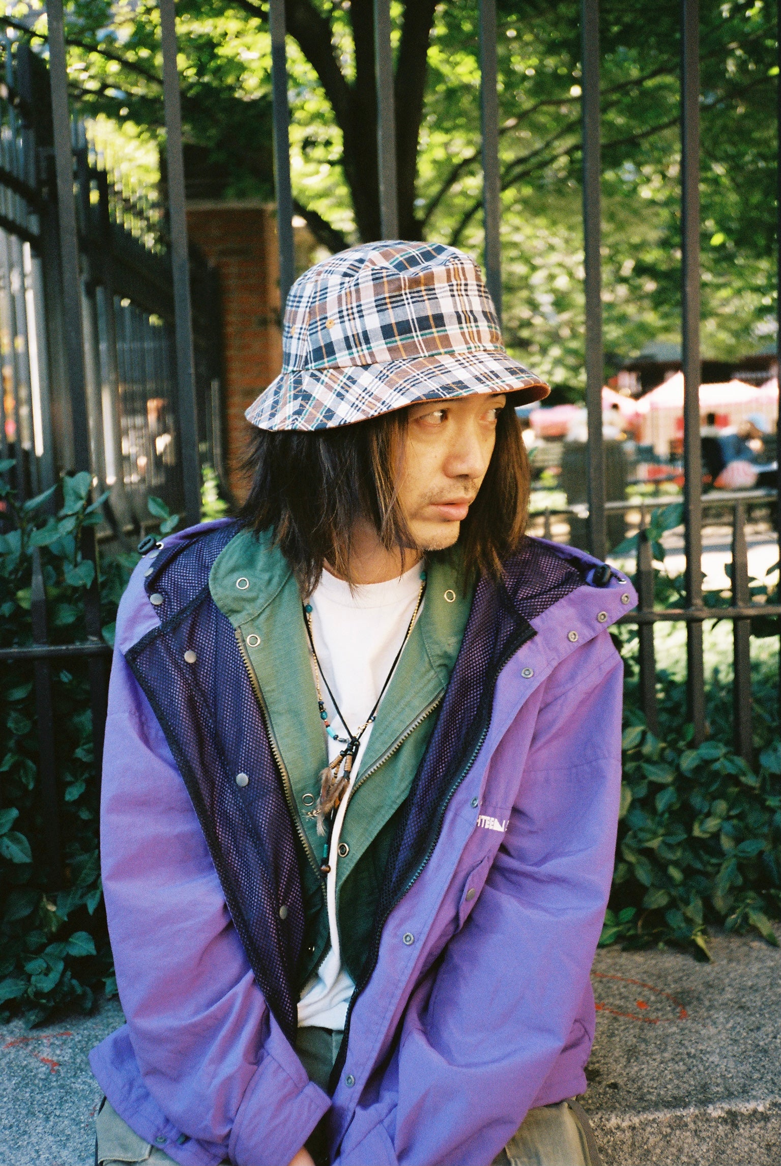 Plaid Madras Bucket Hat - Orange Check