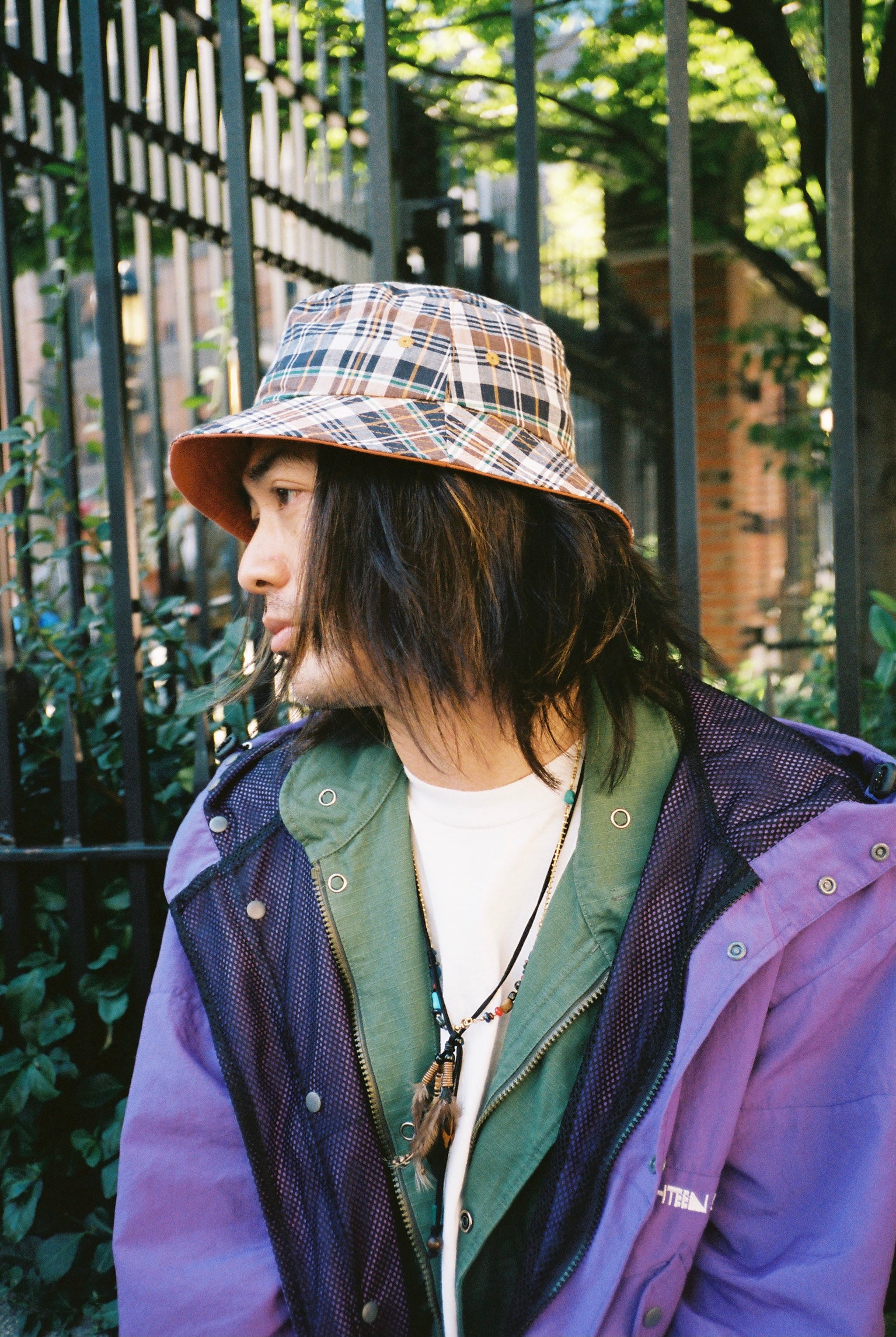 Plaid Madras Bucket Hat - Orange Check