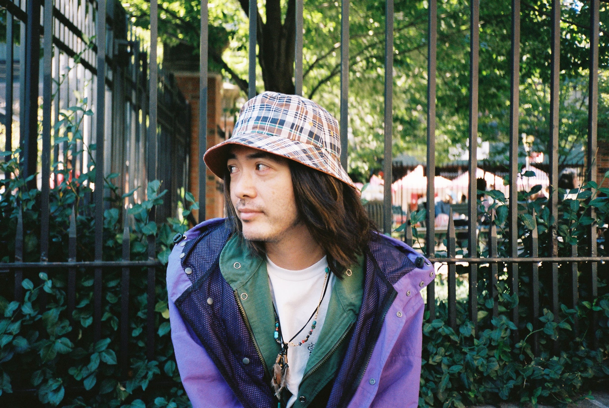 Plaid Madras Bucket Hat - Orange Check