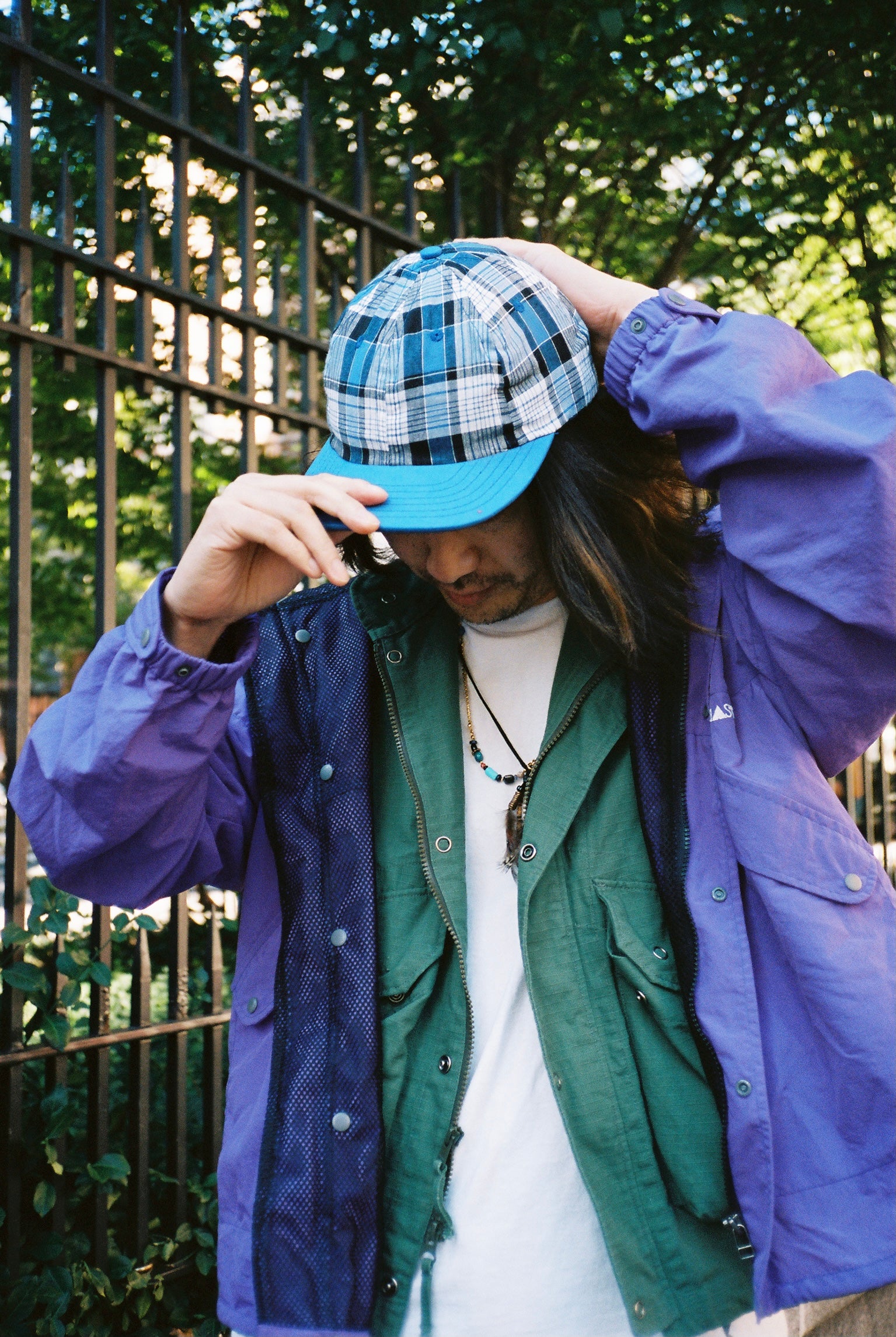 Madras Cap - Blue Plaid