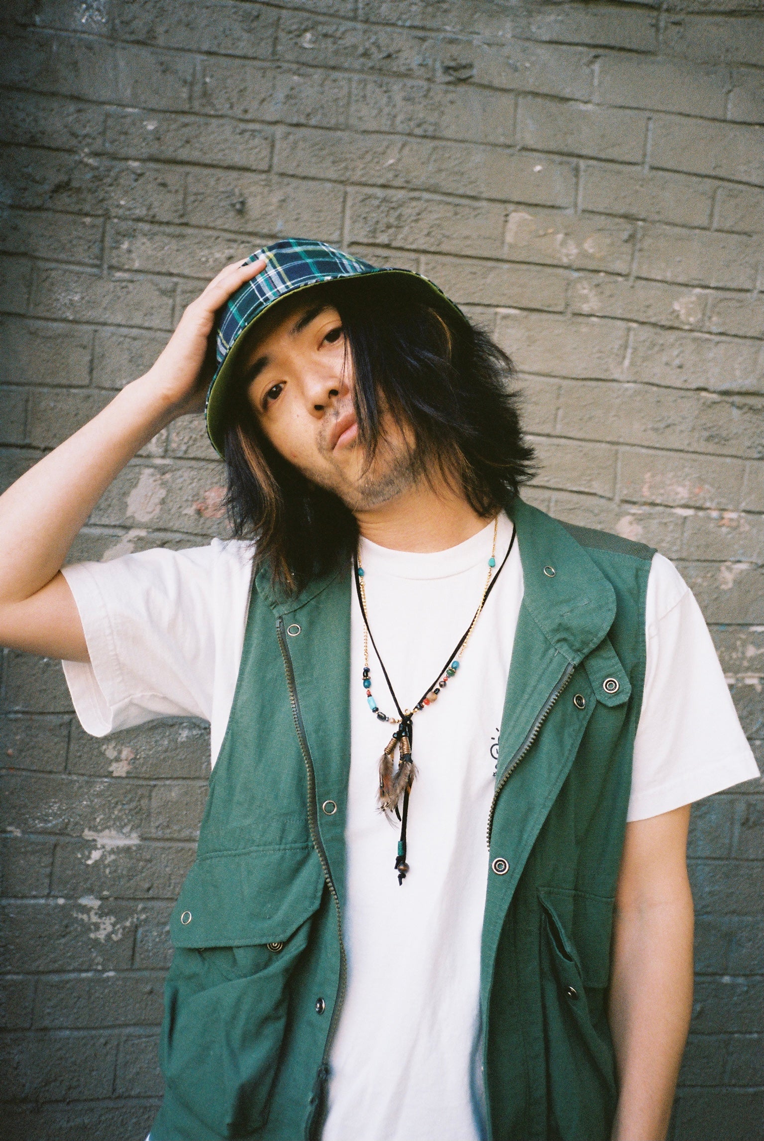 Plaid Madras Bucket Hat - Light Green Check