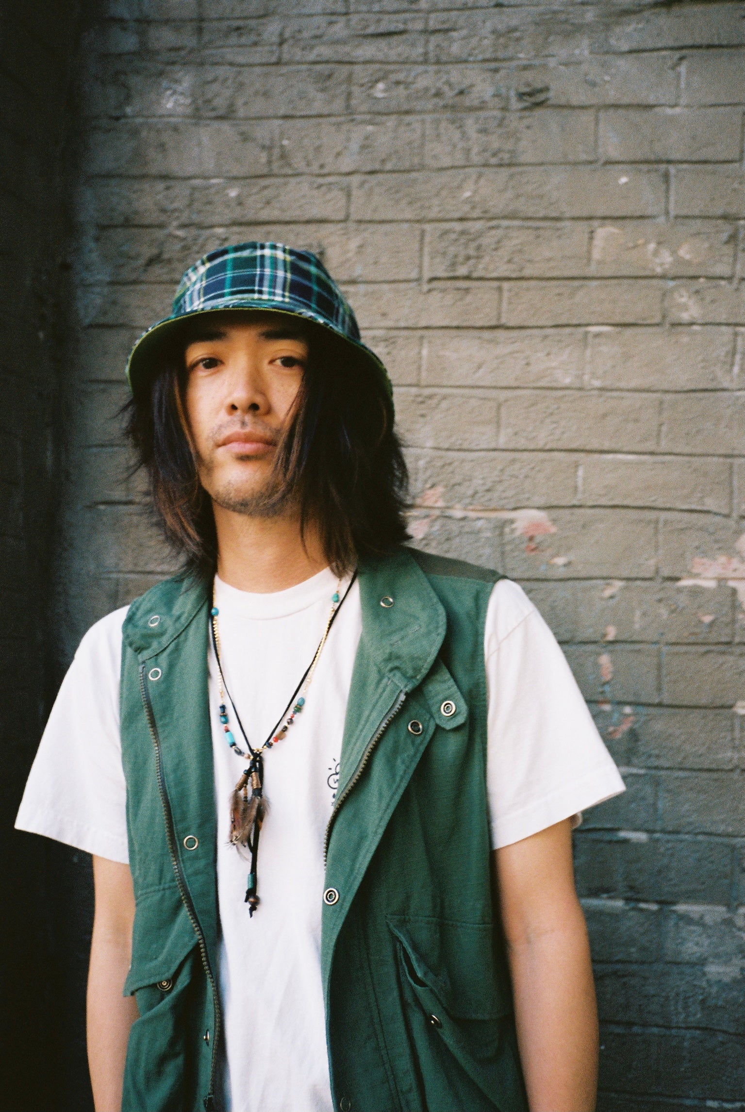 Plaid Madras Bucket Hat - Light Green Check