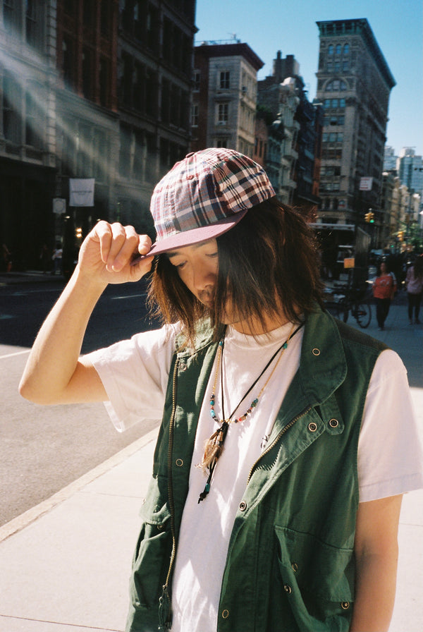 Madras Cap - Burgundy Plaid