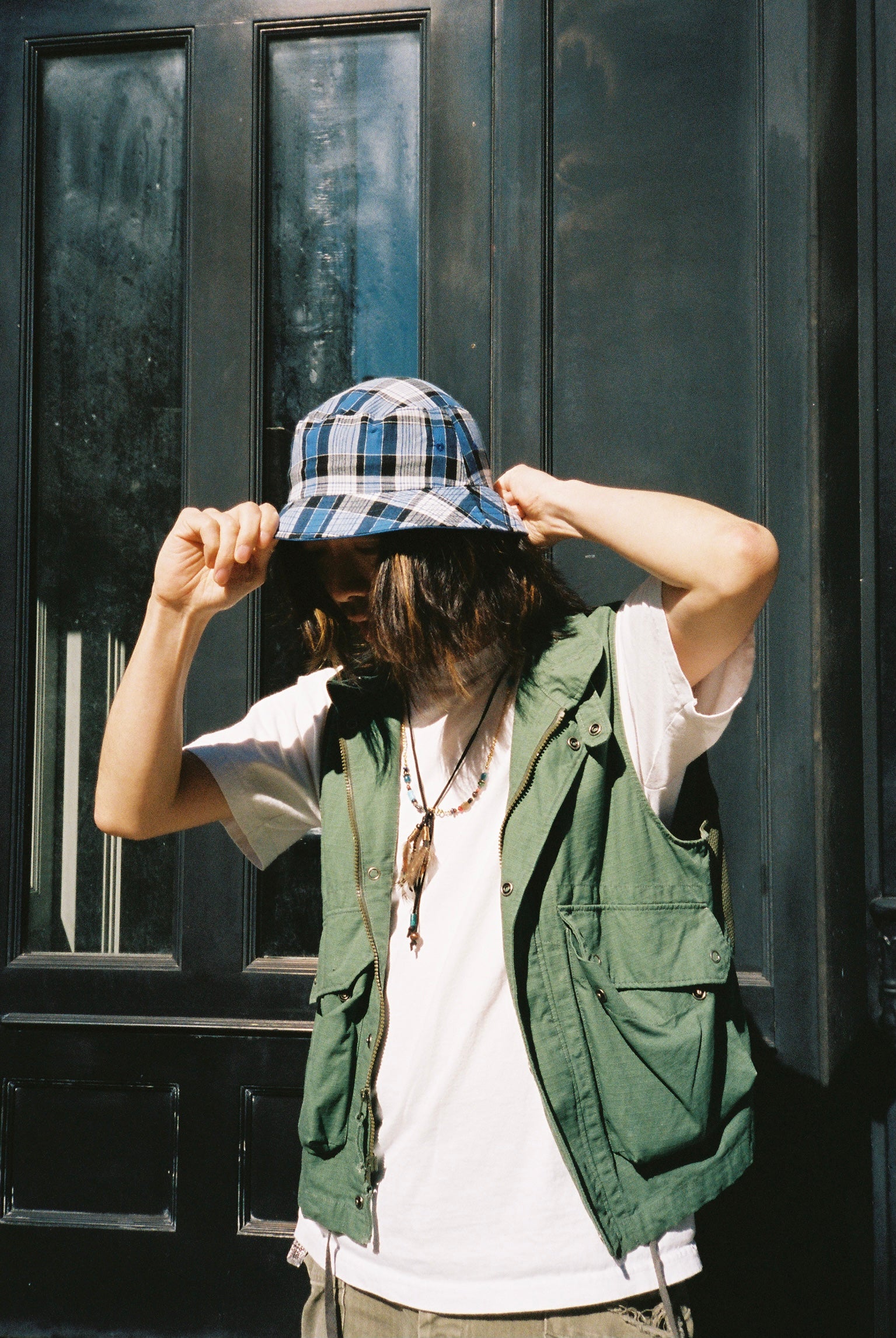 Plaid Madras Bucket Hat - Blue Check