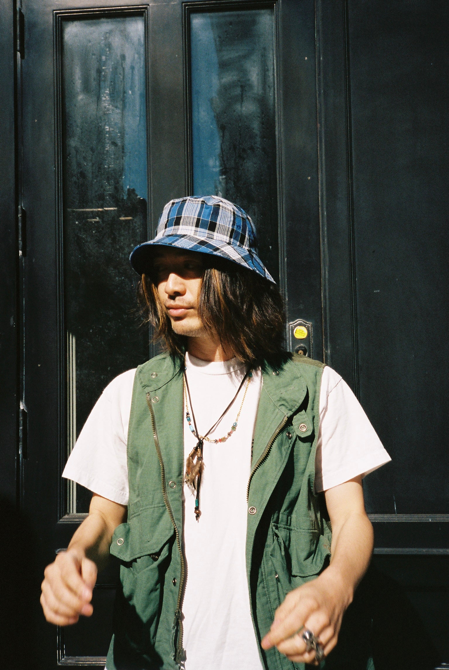 Plaid Madras Bucket Hat - Blue Check