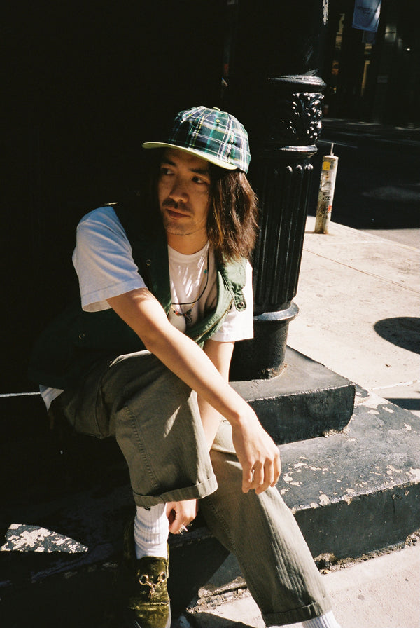 Madras Cap - Light Green Plaid